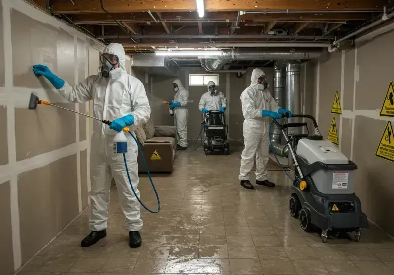 Basement Moisture Removal and Structural Drying process in Dora, AL